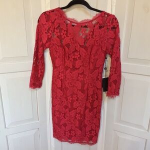 Adrianna Papell Red Lace Cocktail Dress NWT